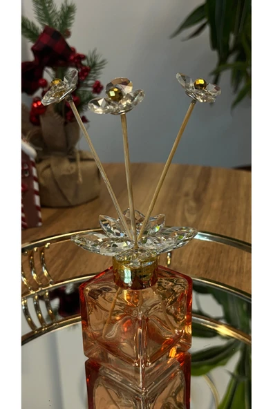 Ozk Atelier Dekoratif Kristal Cam Oda Koku Şişesi Turuncu-Gold ürün görseli 1