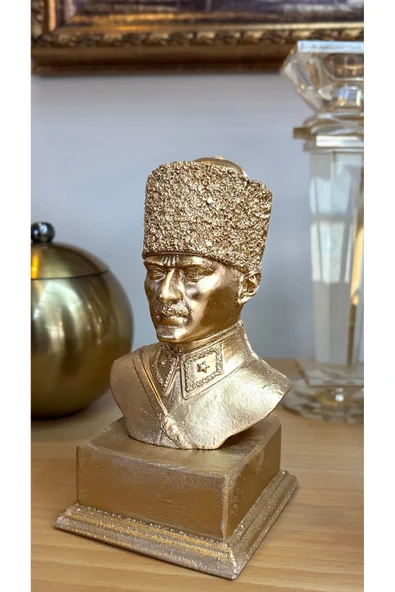 Ozk Atelier Dekoratif Kalpaklı Atatürk Masaüstü Biblo Gold ürün görseli 1