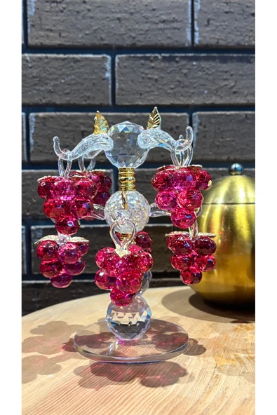 Ozk Atelier Dekoratif Kristal Cam Sekizli Salkım Üzüm Pembe ürün görseli 1