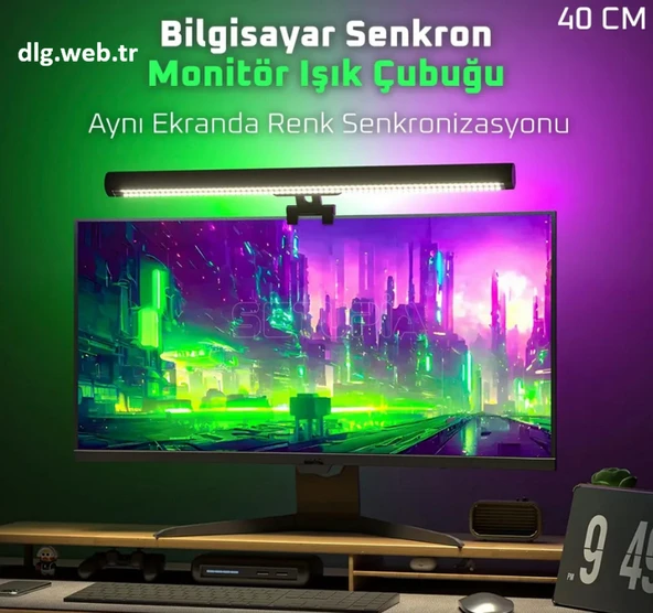 DLG RGB Bilgisayar Senkron Monitör Işık Çubuğu 40 CM Uygulama Kontrollü ürün görseli 1