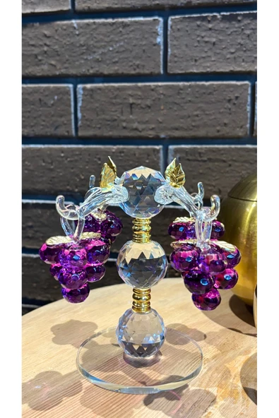 Ozk Atelier Dekoratif Kristal Cam Dörtlü Salkım Üzüm Mor ürün görseli 1