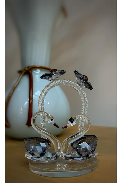 Ozk Atelier Dekoratif Kristal Cam Gökkuşağı İkili Kuğu Füme ürün görseli 1