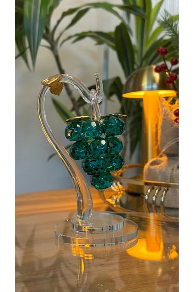 Ozk Atelier Dekoratif Kristal Cam Tekli Sarkık Üzüm Yeşil ürün görseli 1