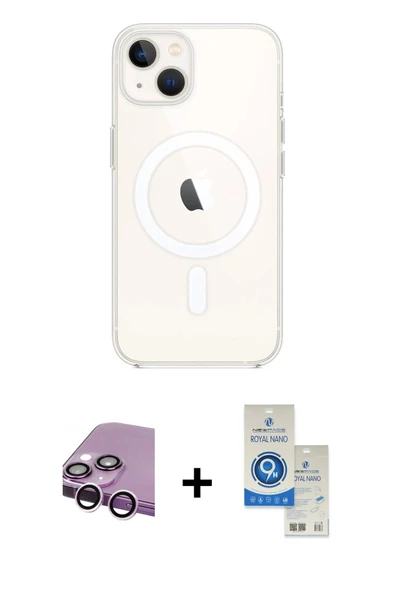 MARSİLYAN™- iPhone 14 Kılıf Kutup Klasik Serisi - Şeffaf Royal Nano Ekran Koruyucu + Raze Metal Kamera Lens - MR ürün görseli 1