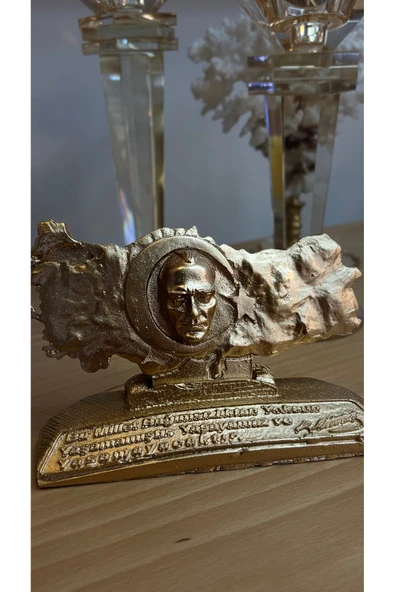 Ozk Atelier Dekoratif Atatürk Silüetli Türkiye Haritası Masaüstü Dekor Gold ürün görseli 1