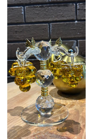 Ozk Atelier Dekoratif Kristal Cam Dörtlü Salkım Üzüm Sarı ürün görseli 1