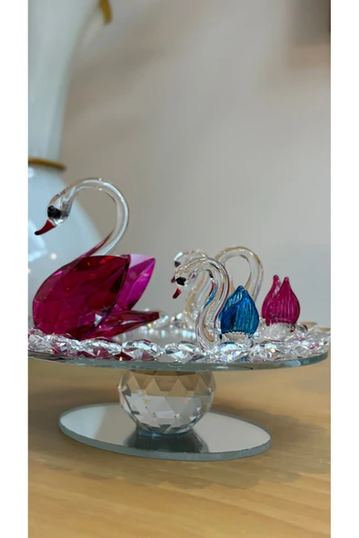 Ozk Atelier Dekoratif Kristal Cam Yavrulu Kuğu ürün görseli 1