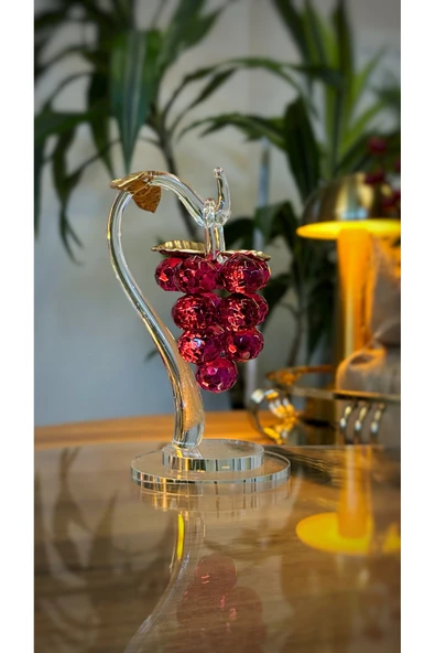 Ozk Atelier Dekoratif Kristal Cam Tekli Sarkık Üzüm Pembe ürün görseli 1