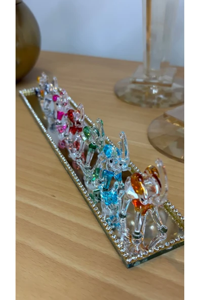 Ozk Atelier Dekoratif Kristal Cam Yedili Fil Renkli ürün görseli 1