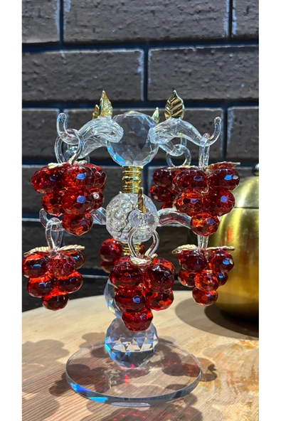 Ozk Atelier Dekoratif Kristal Cam Sekizli Salkım Üzüm Kırmızı ürün görseli 1