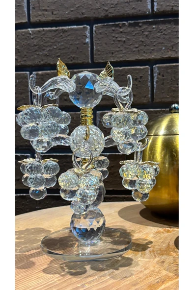 Ozk Atelier Dekoratif Kristal Cam Sekizli Salkım Üzüm Şeffaf-Gold ürün görseli 1