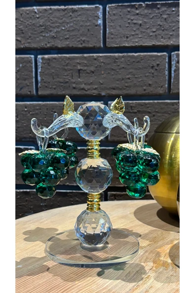 Ozk Atelier Dekoratif Kristal Cam Dörtlü Salkım Üzüm Yeşil ürün görseli 1