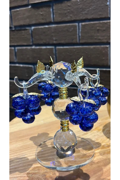 Ozk Atelier Dekoratif Kristal Cam Dörtlü Salkım Üzüm Mavi ürün görseli 1