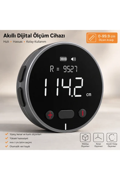 Dijital Mesafe Ölçüm Tekerleği LCD Ekranlı Şarjlı Hassas Ölçer 0-99.9m ürün görseli 1
