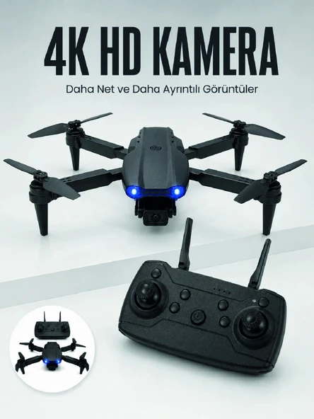 E99 Pro 4K HD Kameralı Katlanabilir Drone APP Kontrollü Uzaktan Kumandalı Mini Drone ürün görseli 1