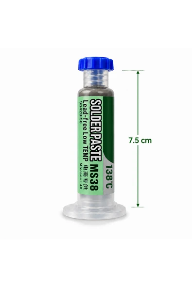Ms38 138°C Düşük Isı Kurşunsuz Şırınga Krem Lehim 20g Sn42bi58 - 7.5 Cm ürün görseli 1