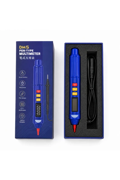 DM5 Akıllı Kalem Tipi Dijital Multimetre 3'ü 1 Arada Voltaj Test Ve Faz Sırası Ölçer Avometre ürün görseli 1