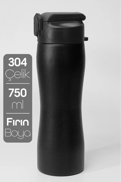 Komple Paslanmaz Çelik Matara Pipetli Mat Renk Spor Matarası Suluğu 304 Çelik Suluk Siyah 1158 ürün görseli 1