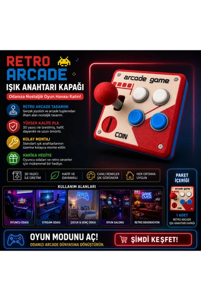 Retro Arcade Işık Anahtarı Kapağı - Resim 2