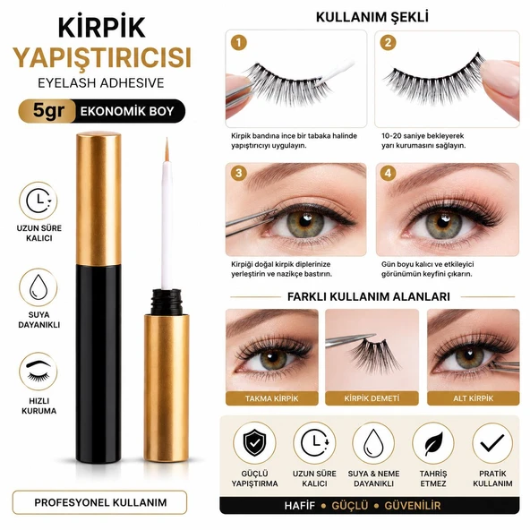 3B Trend Rose 5 Gr Şeffaf Kirpik Yapıştırıcısı - Hassas Fırçalı Waterproof Takma Kirpik Yapıştırıcı ürün görseli 1