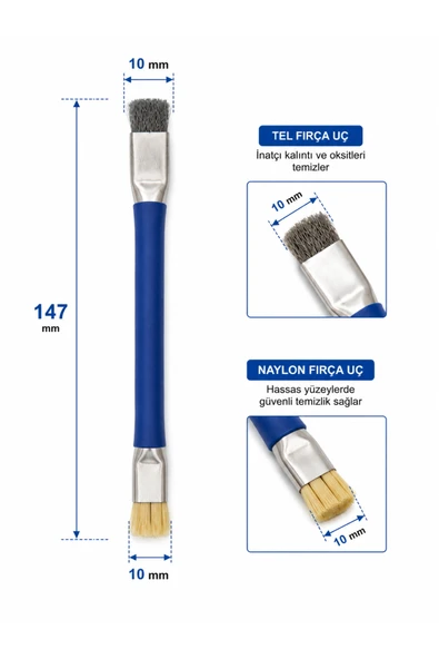 Profesyonel Çift Taraflı Elektronik Temizleme Fırçası 147 mm – Tel ve Naylon Uçlu PCB Lehim Anakart Temizlik Fırçası ürün görseli 1