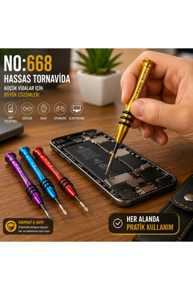 Manyetik Tornavida 1.5x25 mm Cep Telefonu ve Elektronik Tamir Aleti - Kırmızı NO:668 ürün görseli 1