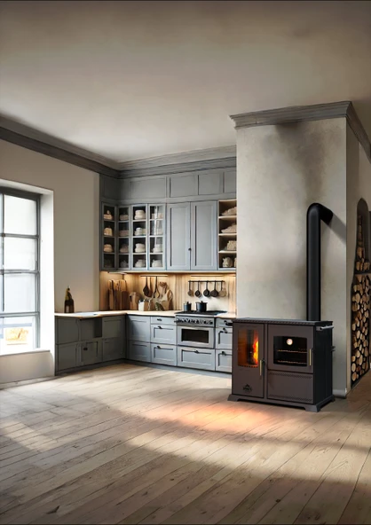 SAPHIRE 10 KW KUZİNE / MANUEL PELET VE ODUN SOBASI / BABA'S STOVE ürün görseli 1