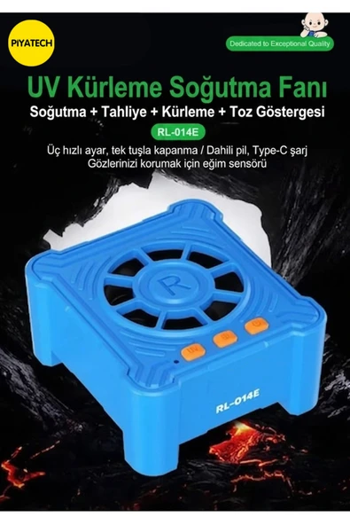 RL-014E UV Kürleme Lambası ve Soğutma Fanı - 4'ü 1 Arada Toz Göstergeli Duman Tahliye Fanı ürün görseli 1