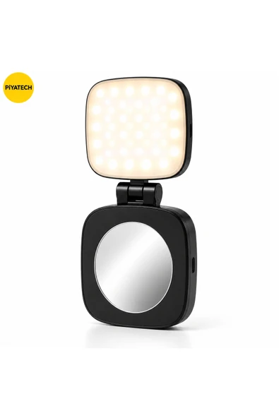 XK-FL05 Magsafe Uyumlu Aynalı Mini Led Fill Light Taşınabilir Telefon Standı Fotoğraf Ve Video Işığı - Siyah ürün görseli 1