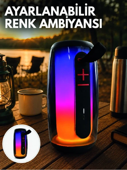 RGB Aydınlatmalı Kablosuz Bluetooth Hoparlör USB Bellek TF Kart Destekli ürün görseli 1