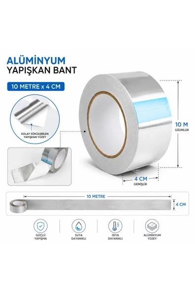Alüminyum Yapışkan Bant 10 Metre x 4 CM Isıya ve Suya Dayanıklı ürün görseli 1