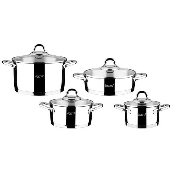 Leggno UNQ1171SET4 Unique 8 Parça Süzgeçli Çelik Tencere Set ürün görseli 1