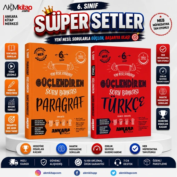 Ankara Yayıncılık 6.Sınıf Türkçe ve Paragraf Güçlendiren Soru Bankası Seti 2 Kitap ürün görseli 1