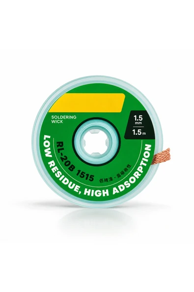 1.5 Mm X 1.5 Metre Lehim Temizleme Ve Emme Teli Düşük Kalıntı Yüksek Emiş Gücü RL-20B-1515 ürün görseli 1