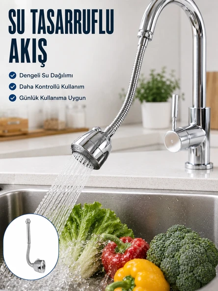 Ayarlanabilir Musluk Başlığı Esnek Spiral Hortumlu Lavabo Uzatma Aparatı ürün görseli 1