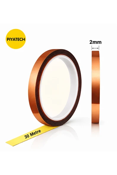 Kapton Yanmaz Bant Yüksek Isıya Dayanıklı Isı Bandı 2mm X 30 Metre ürün görseli 1