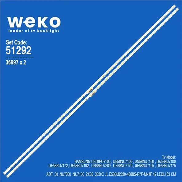 Samsung UE58NU7175 58'' İnç 2 Adet Tv Led Bar (Tvnizi açıp içindeki led barla birebir aynısı olduğunu görmeden almayınız. Sonrasında iade ALMAMAKTAYIZ.) ürün görseli 1