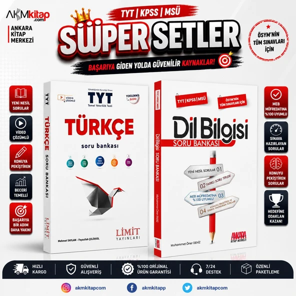 Limit TYT Türkçe ve Ankara Kitap Merkezi Dil Bilgisi Soru Bankası Seti 2 Kitap ürün görseli 1