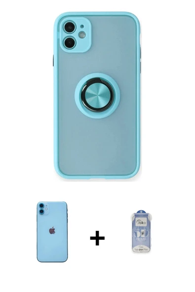 MARSİLYAN™- iPhone 11 Kılıf Yörünge Çizgi - Siyah Joko Magic 5D Cam + Neon Fosforlu Kamera Lens - MI ürün görseli 1