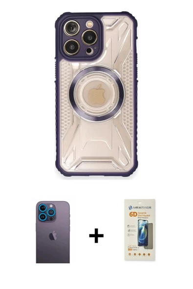 MARSİLYAN™- iPhone 12 Pro Max Kılıf Kutup Modern - Siyah 6D Mat Seramik Hayalet Nano Ekran Koruyucu + Neon Fosforlu Kame ürün görseli 1