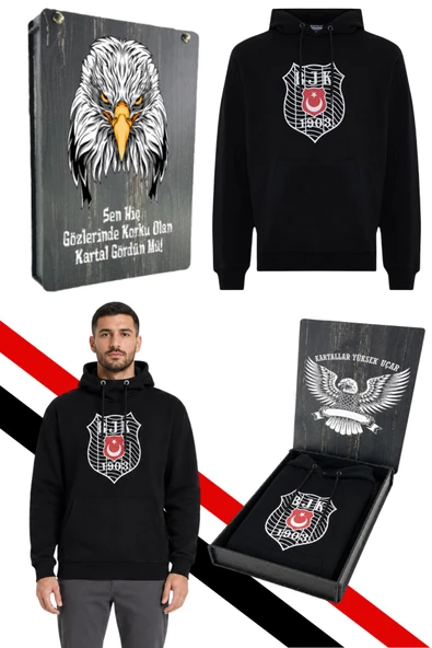 BEŞİKTAŞ ERKEK KAPÜŞONLU SWEATSHIRT UV KUTU HEDİYELİ ürün görseli 1