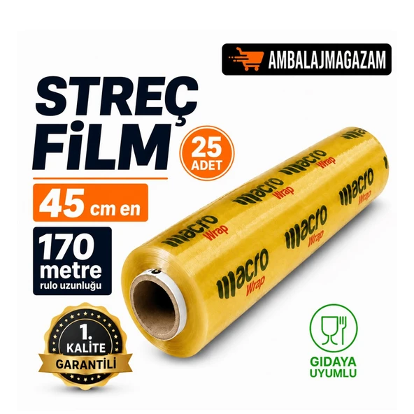 AVANTAJ PAKET (25 ADET) 170 Metre Streç Film - 45 cm en - Gıdaya Uygun ürün görseli 1