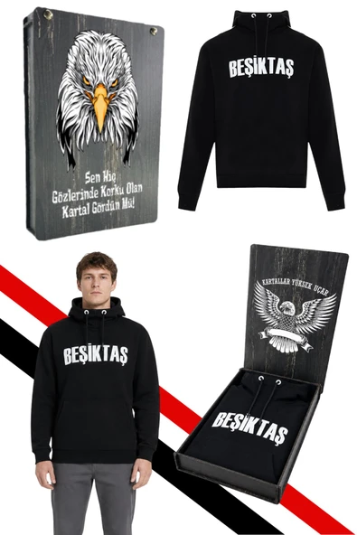 BEŞİKTAŞ ERKEK KAPÜŞONLU SWEATSHIRT UV KUTU HEDİYELİ ürün görseli 1