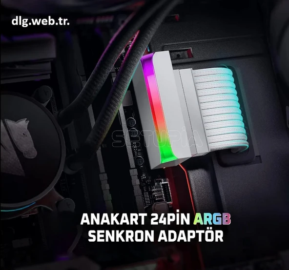 DLG 24 Pin ARGB Senkron Anakart Adaptörü Beyaz Renk ürün görseli 1