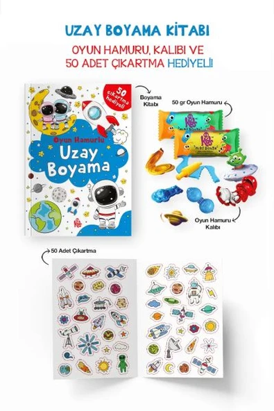 Uzay Boyama Kitabı - Oyun Hamurlu - 3 Yaş + ürün görseli 1