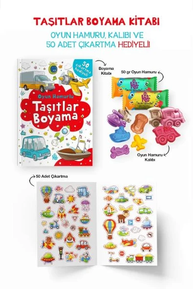 Taşıtlar Boyama Kitabı - Oyun Hamurlu - 3 Yaş + ürün görseli 1