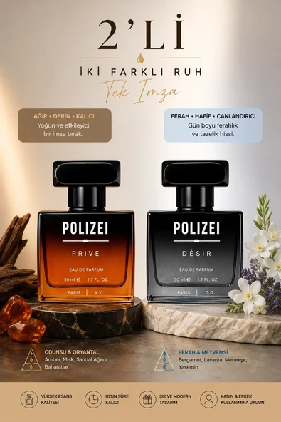 Polizei 2'li Erkek Parfüm Edp 50 Ml Kalıcı Odunsu Ve Fresh Koku ürün görseli 1