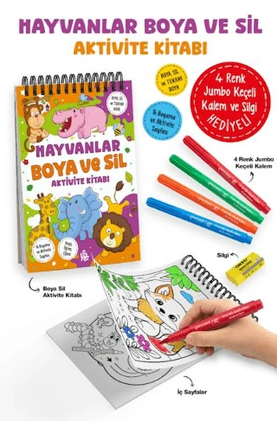 Hayvanlar - Boya ve Sil Aktivite Kitabı / 3 Yaş + ürün görseli 1