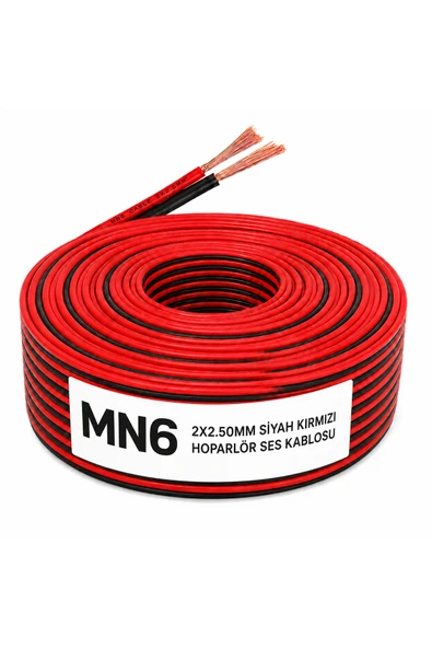 MN250HKF Oto Ses Sistemi Hoparlör Kablosu 2x2.50 mm 40 Metre Siyah Kırmızı Amfi Ev Sinema Kordon Kablo ürün görseli 1