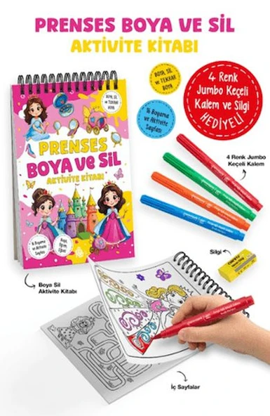 Prenses - Boya ve Sil Aktivite Kitabı / 3 Yaş + ürün görseli 1